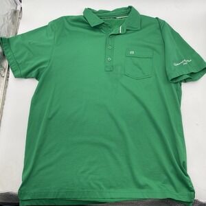 Travis Mathew Polo Shirt Mens XL Green Golf Pocket Pima Cotton Performance
